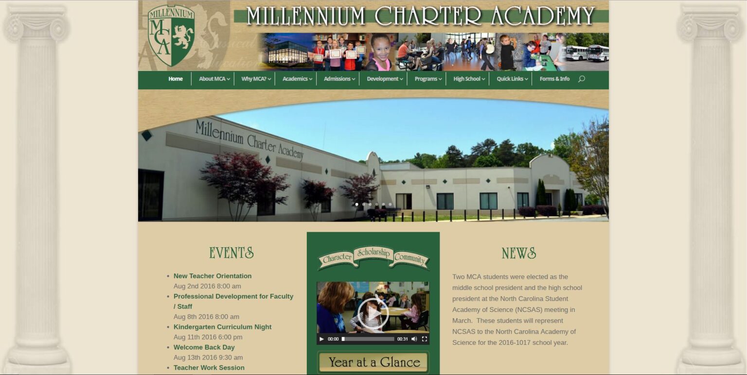 Millennium Charter Academy • School Website Development • PRONETS